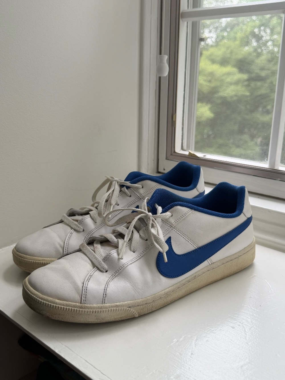 Nike Court Royale White Blue Leather Sneakers Men's Size 12